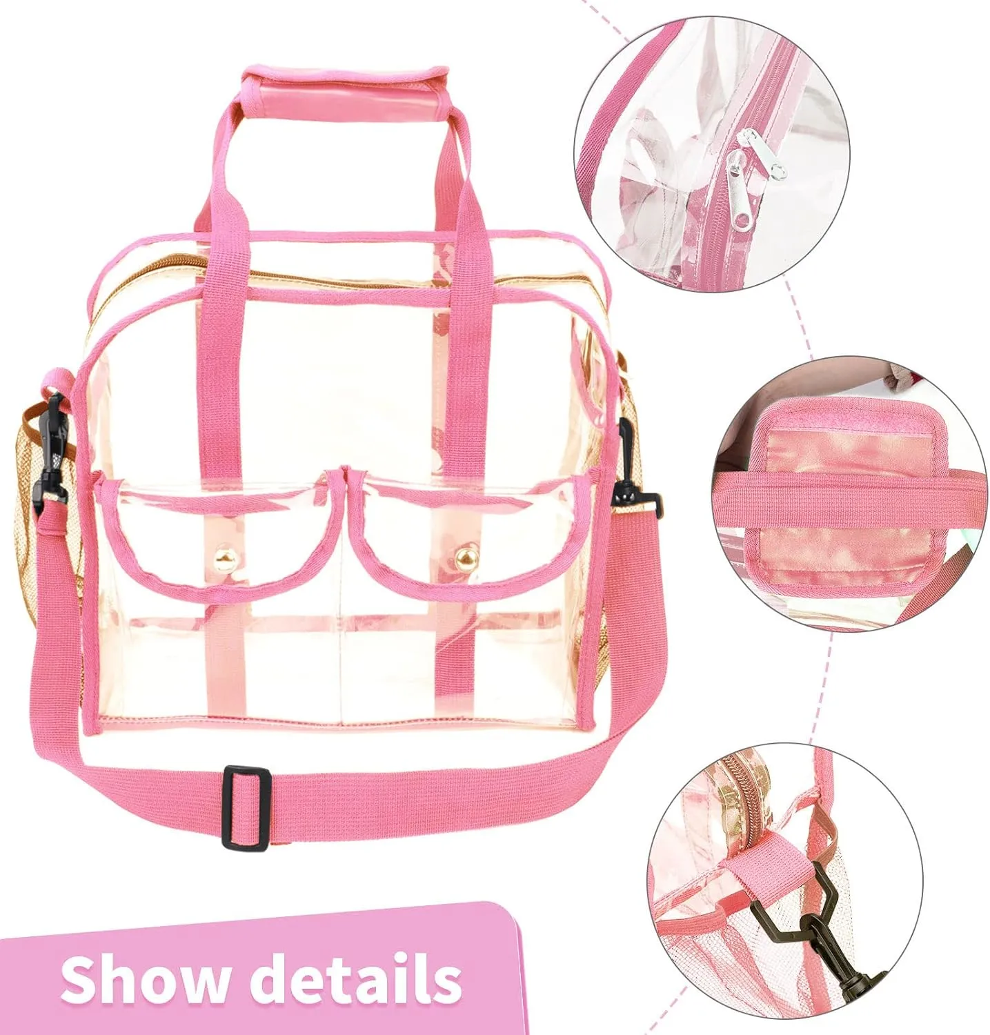 MOFASVIGI Clear Bag Stadium Approved Transparent Waterproof Clear Tote Bags for Work, Sports Games, Concerts,Travel-12 x12 x6