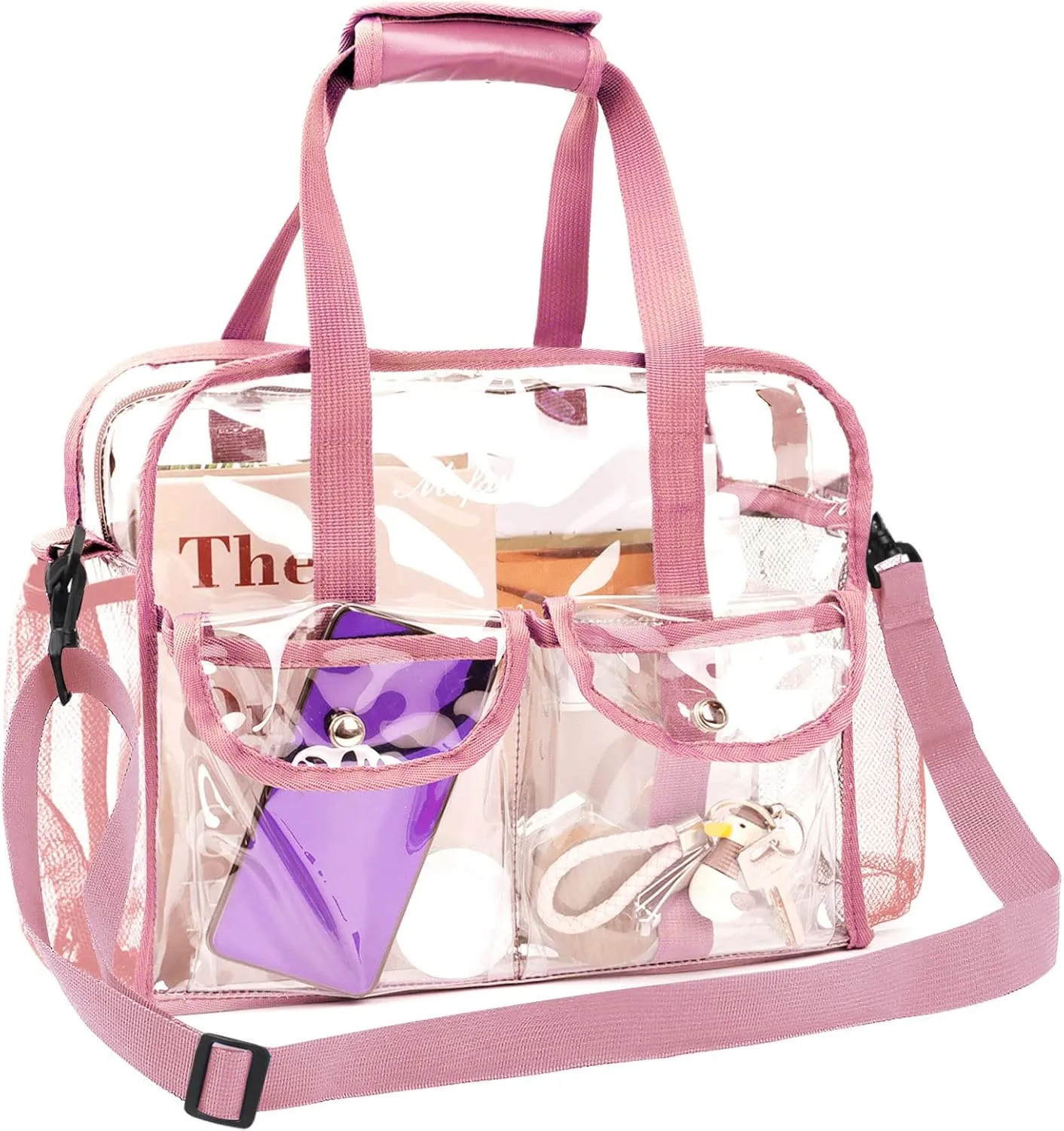 MOFASVIGI Clear Bag Stadium Approved Transparent Waterproof Clear Tote Bags for Work, Sports Games, Concerts,Travel-12 x12 x6