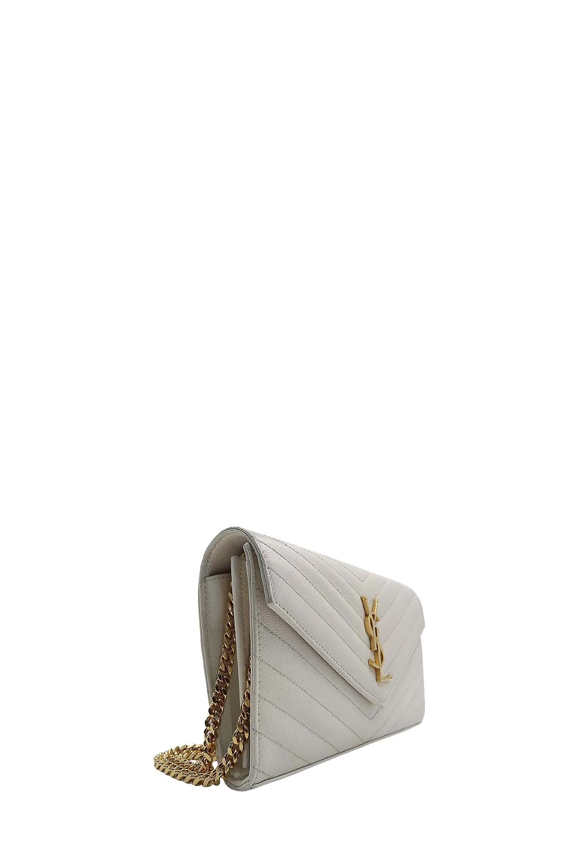 Monogram Chain Wallet White With Gold Hardware White