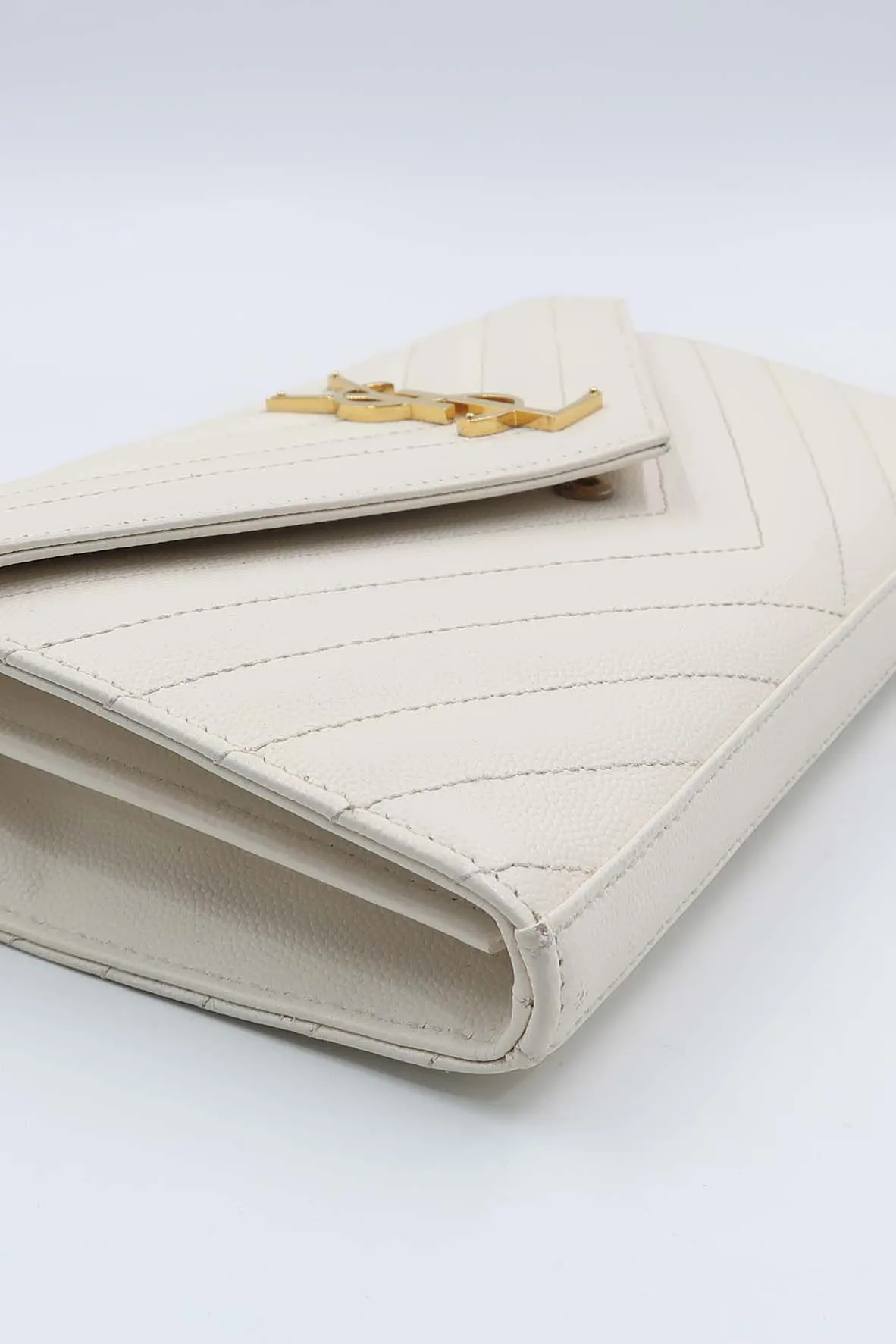 Monogram Chain Wallet White With Gold Hardware White