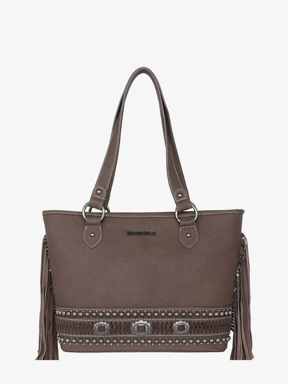 Montana West Concho Leather Fringe Concealed Carry Tote