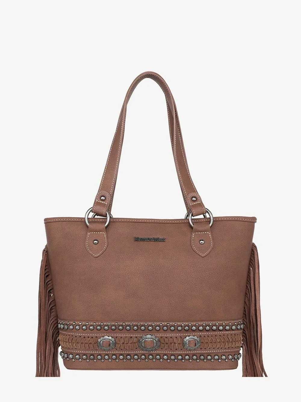 Montana West Concho Leather Fringe Concealed Carry Tote