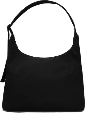 Nylon Shoulder Bag - Adjustable Quilted Strap, Structured Slouchy Design with Interior Zip Pocket