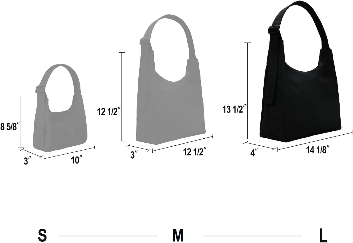 Nylon Shoulder Bag - Adjustable Quilted Strap, Structured Slouchy Design with Interior Zip Pocket