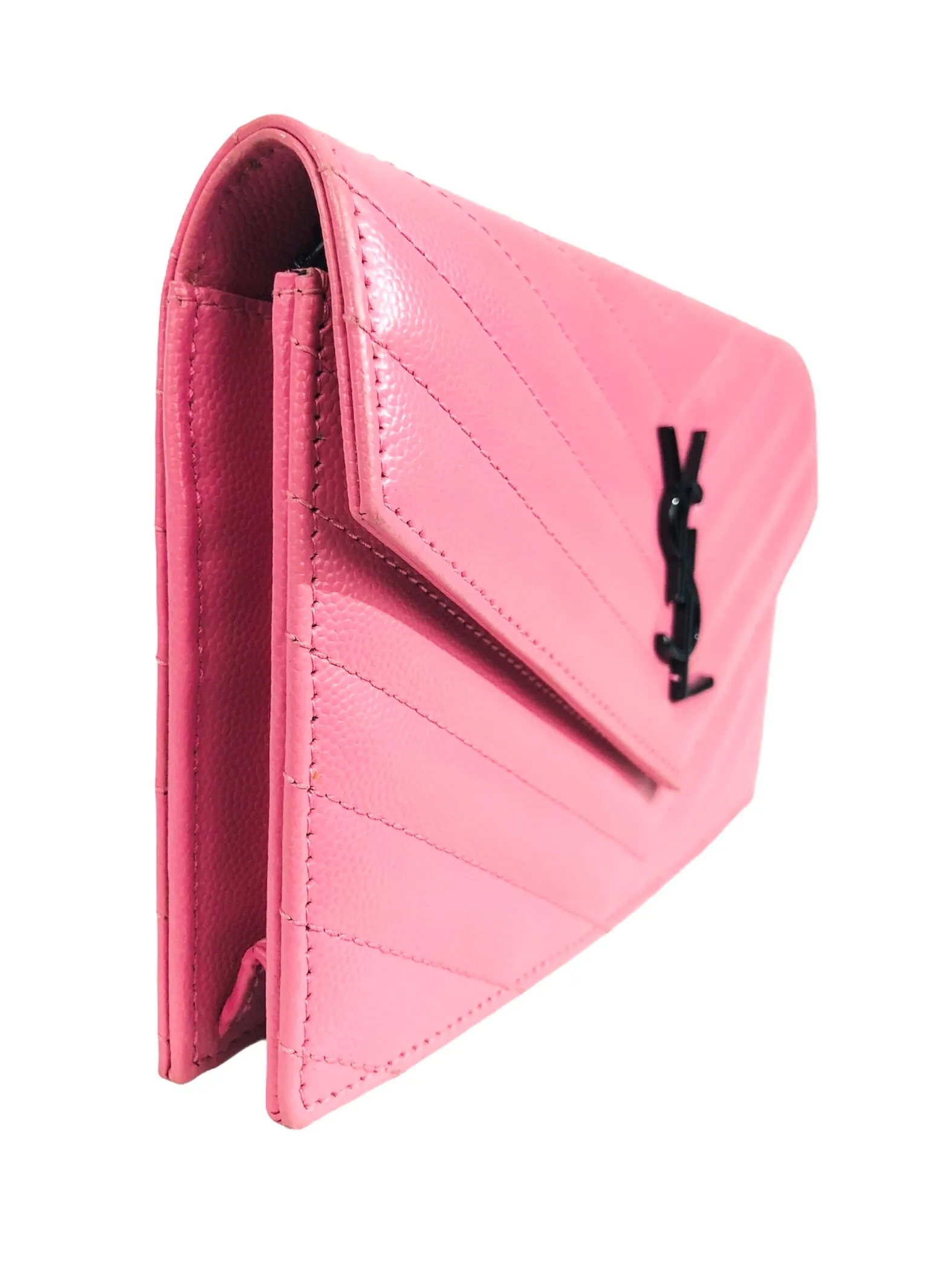Pink Monogram Matelassé Leather Small Wallet-on-Chain