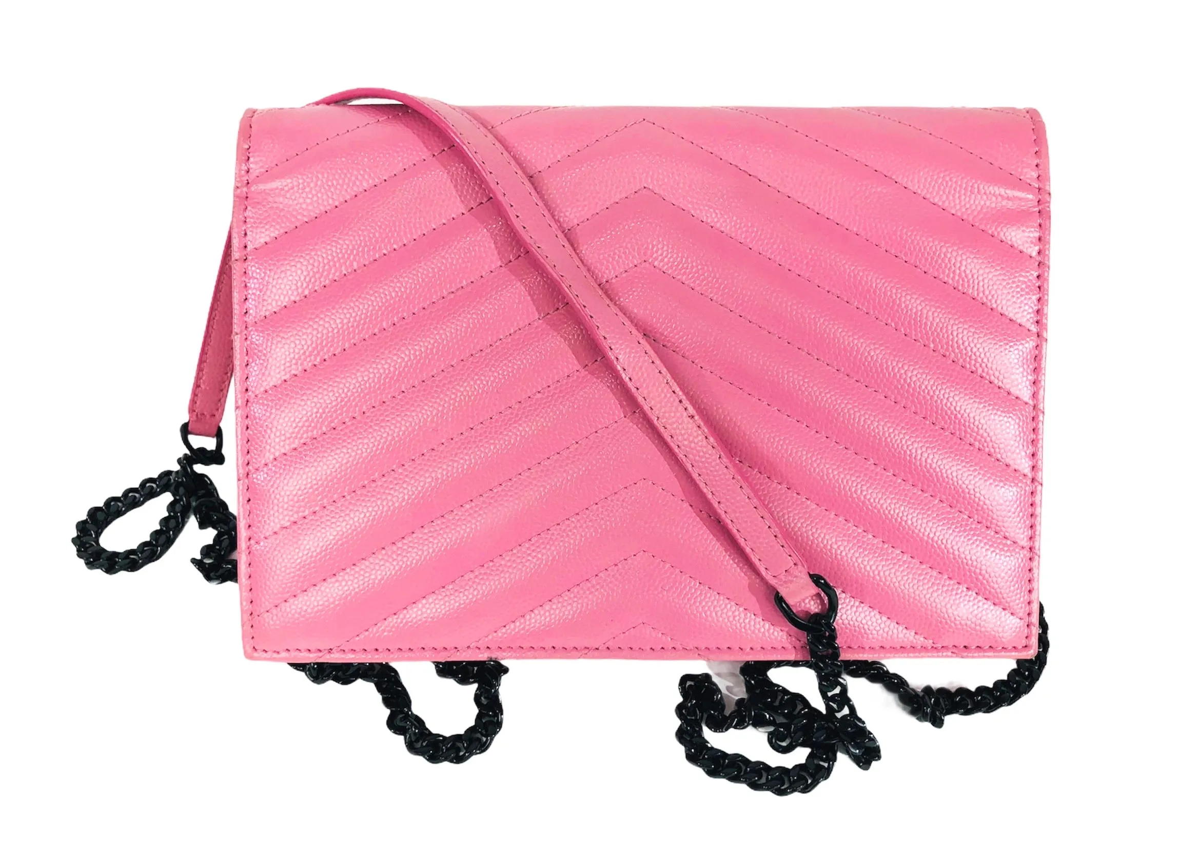 Pink Monogram Matelassé Leather Small Wallet-on-Chain