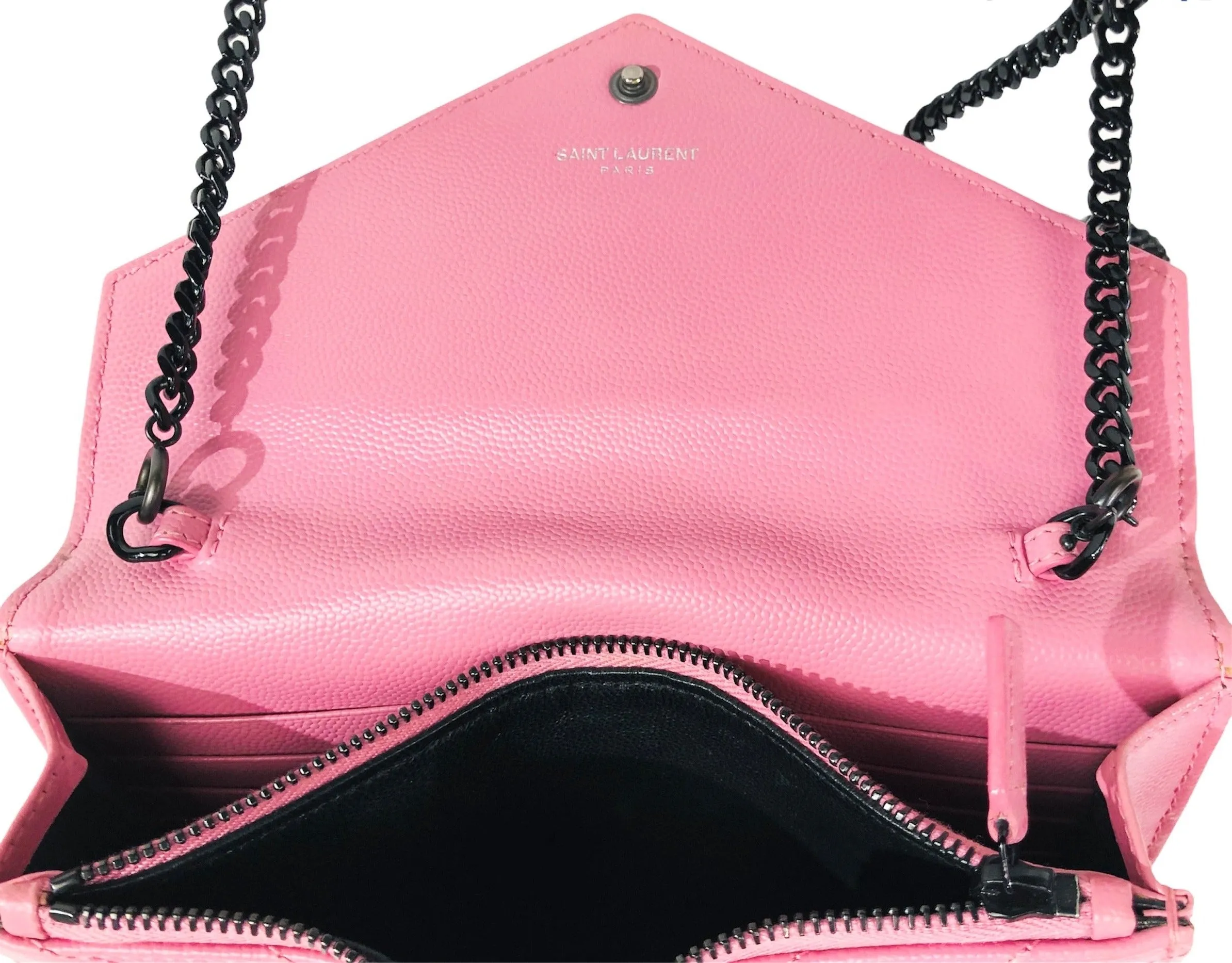 Pink Monogram Matelassé Leather Small Wallet-on-Chain