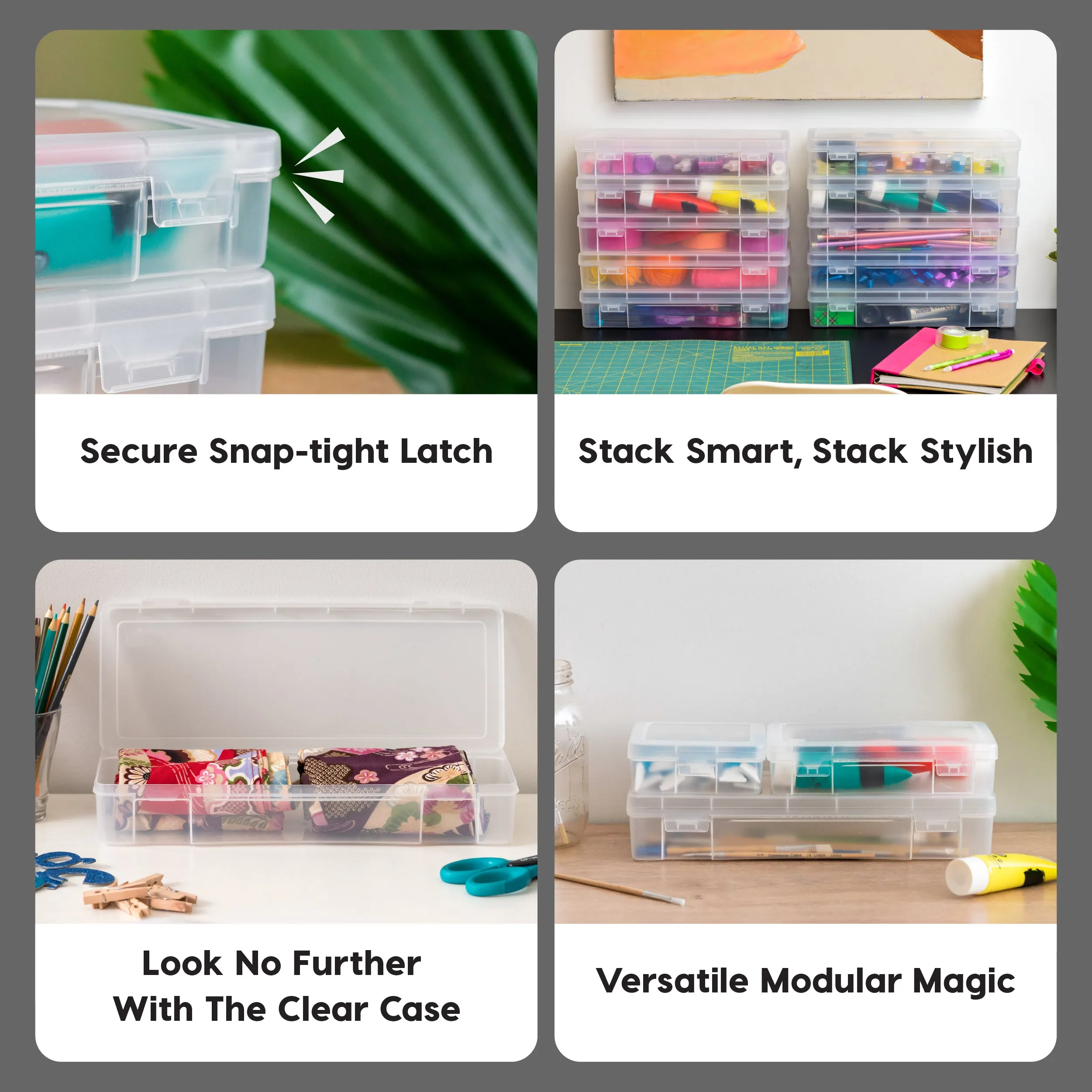 Plastic Storage Containers with Latching Lid Large 10 Pack