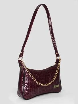Plum & Black Chunky Chain Mini Shoulder Bag | Modern Myth