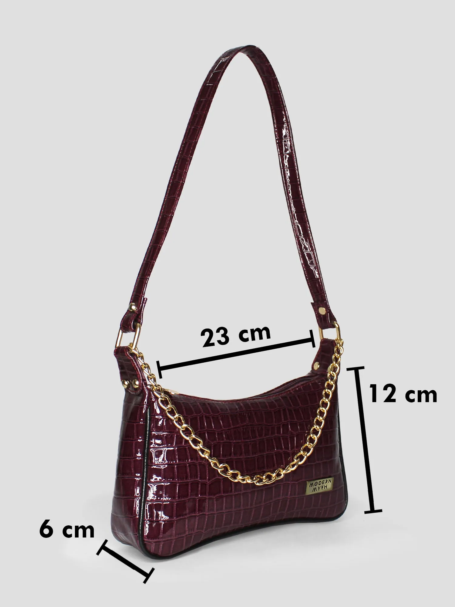 Plum & Black Chunky Chain Mini Shoulder Bag | Modern Myth