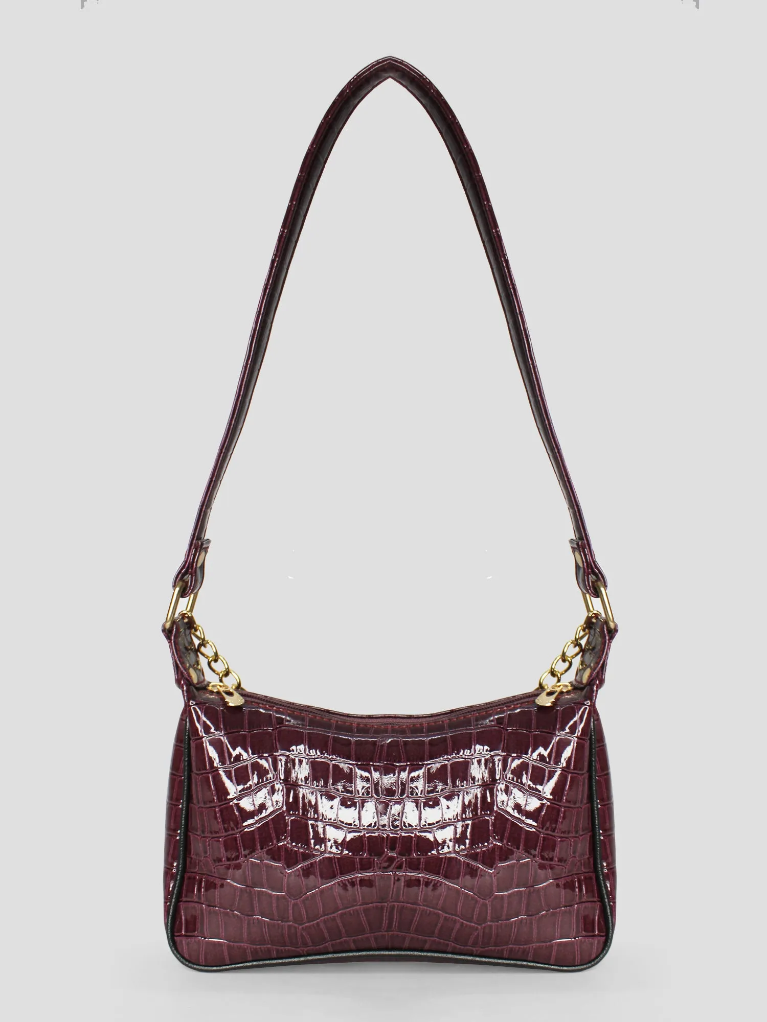 Plum & Black Chunky Chain Mini Shoulder Bag | Modern Myth