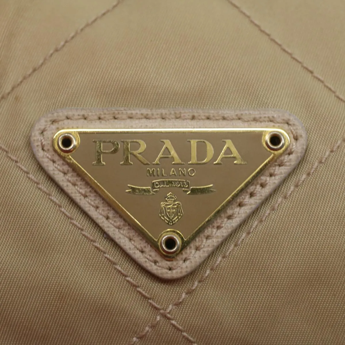 PRADA Chain Hand Bag Nylon Beige  37564