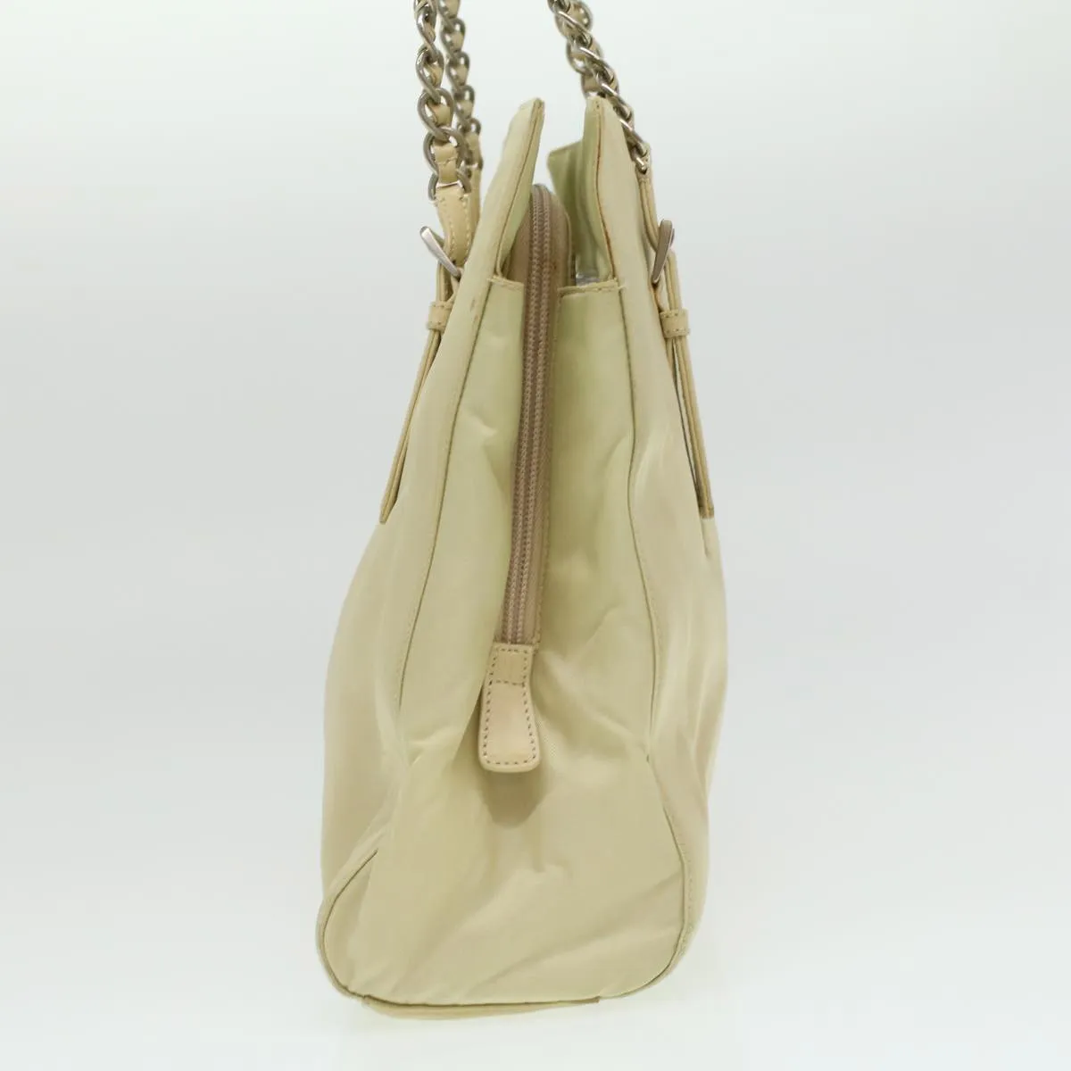 PRADA Chain Shoulder Bag Nylon Beige  ac1622
