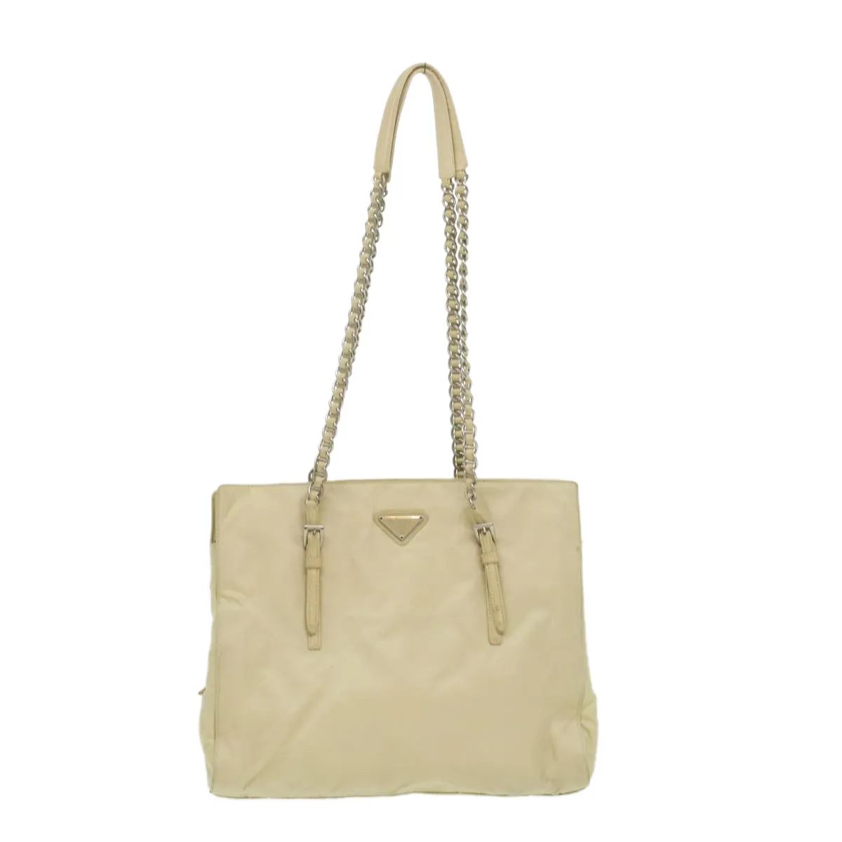 PRADA Chain Shoulder Bag Nylon Beige  ac1622