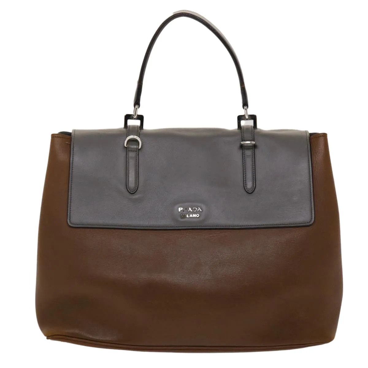 PRADA Hand Bag Leather 2way Brown  fm2539