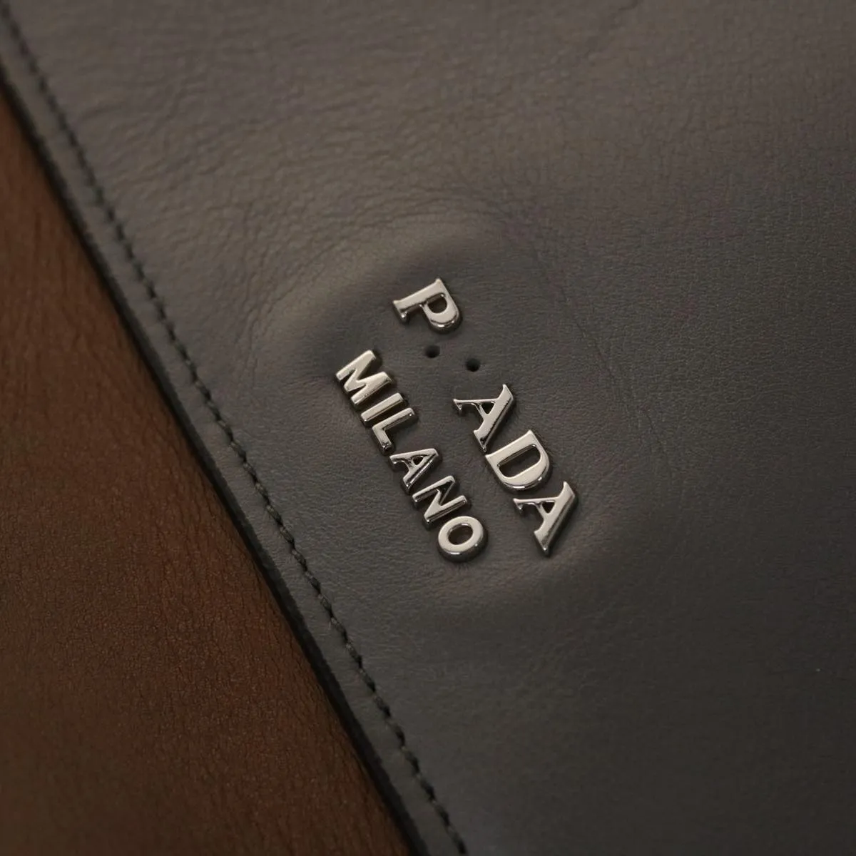 PRADA Hand Bag Leather 2way Brown  fm2539