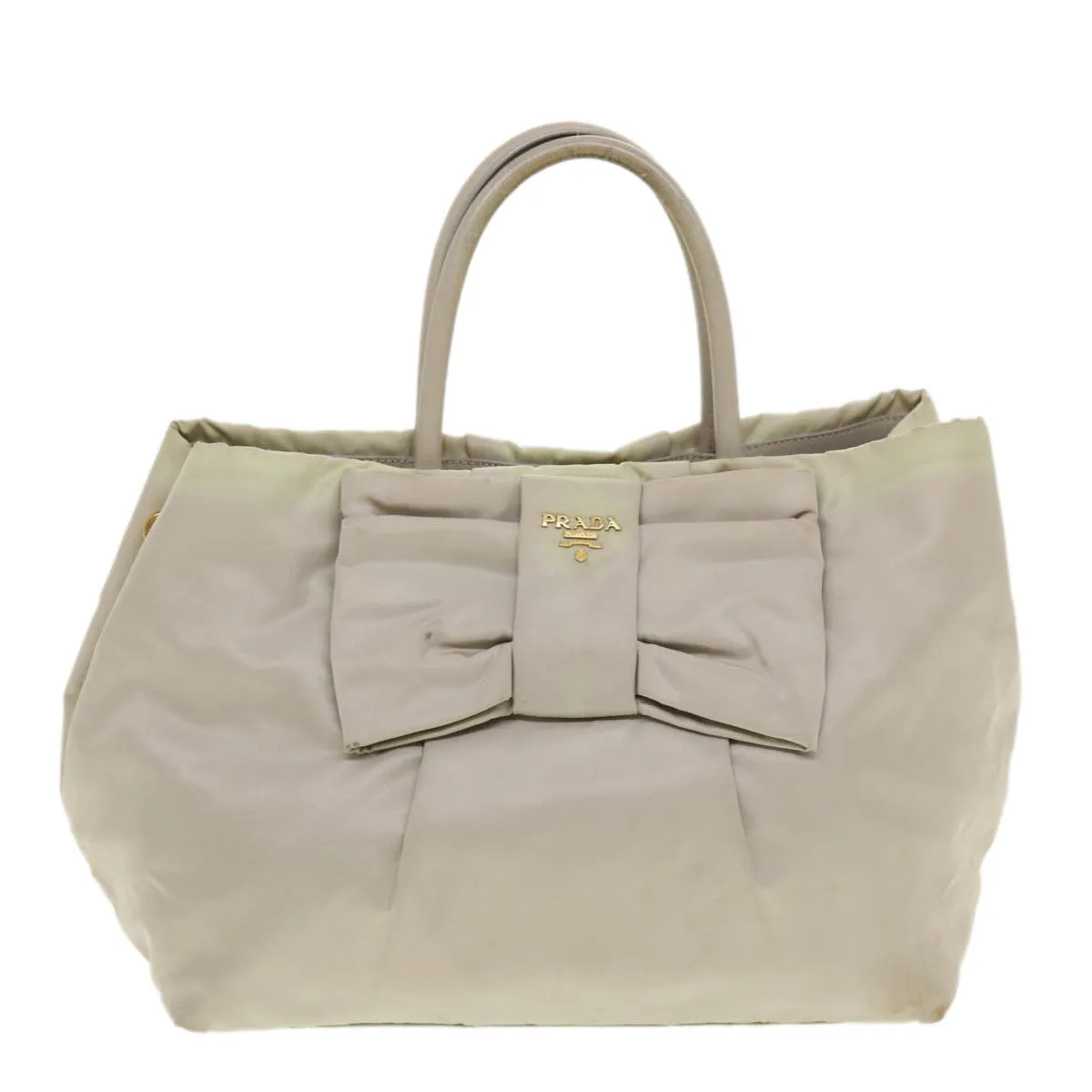 PRADA Hand Bag Nylon Beige  bs5442