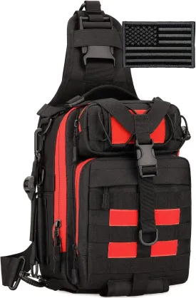 Protector Plus Tactical Sling Bag Military MOLLE Crossbody Pack Chest Shoulder Backpack (Patch Included)