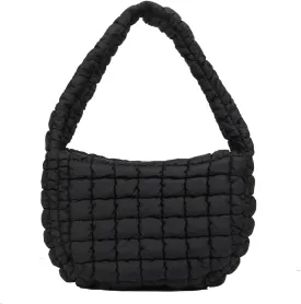 Puffer Carryall Tote Bag for Women Quilted Shoulder Bag for Travel Lightweight Cotton Padded Hobo Handbag
