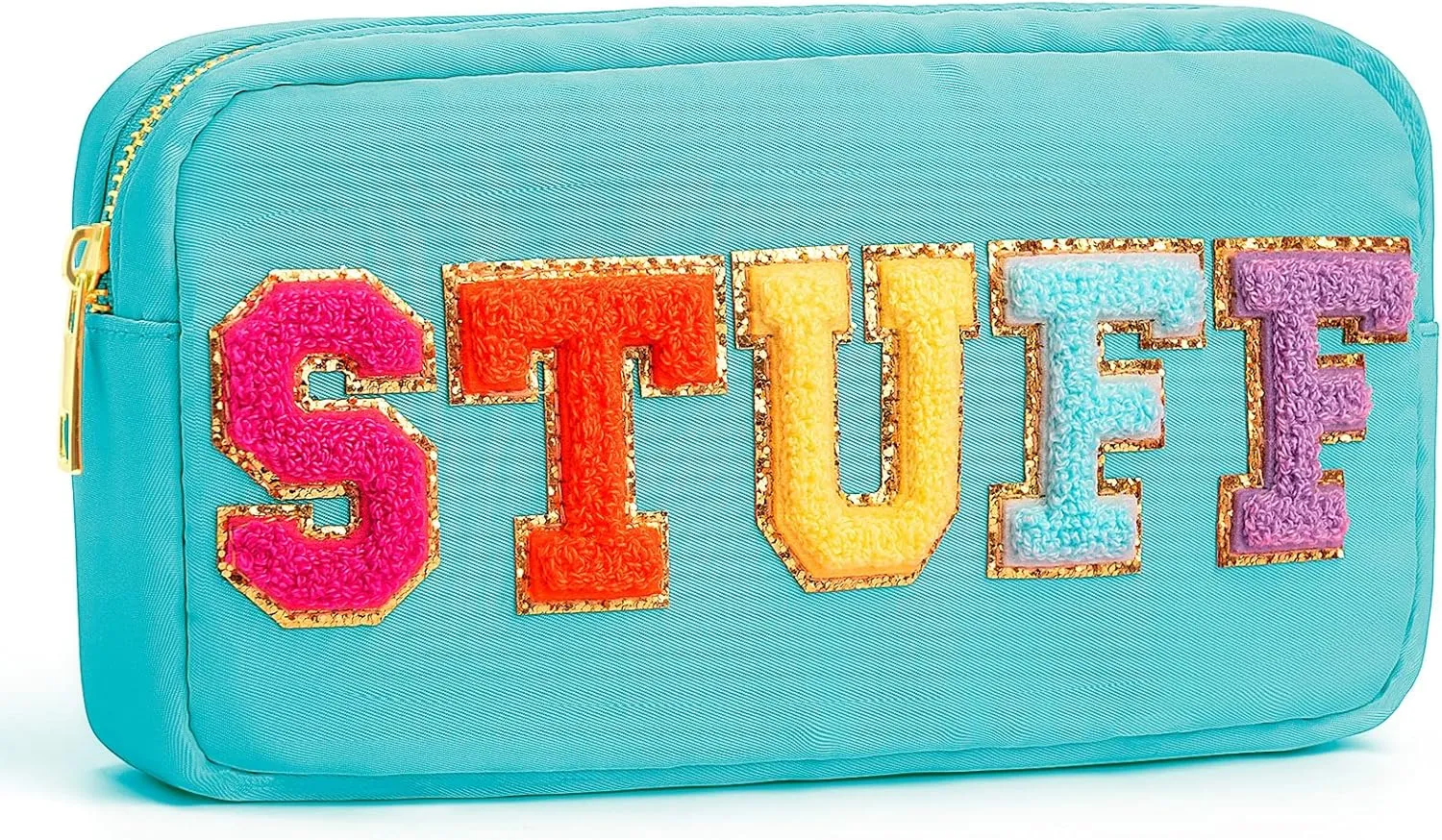 Radiant Chenille Monogram Makeup Bag, Trendy Embroidered Travel Cosmetic Purse for Women & Girls, Perfect Little Gift for Holidays and Romantic Celebrations