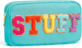 Radiant Chenille Monogram Makeup Bag, Trendy Embroidered Travel Cosmetic Purse for Women & Girls, Perfect Little Gift for Holidays and Romantic Celebrations