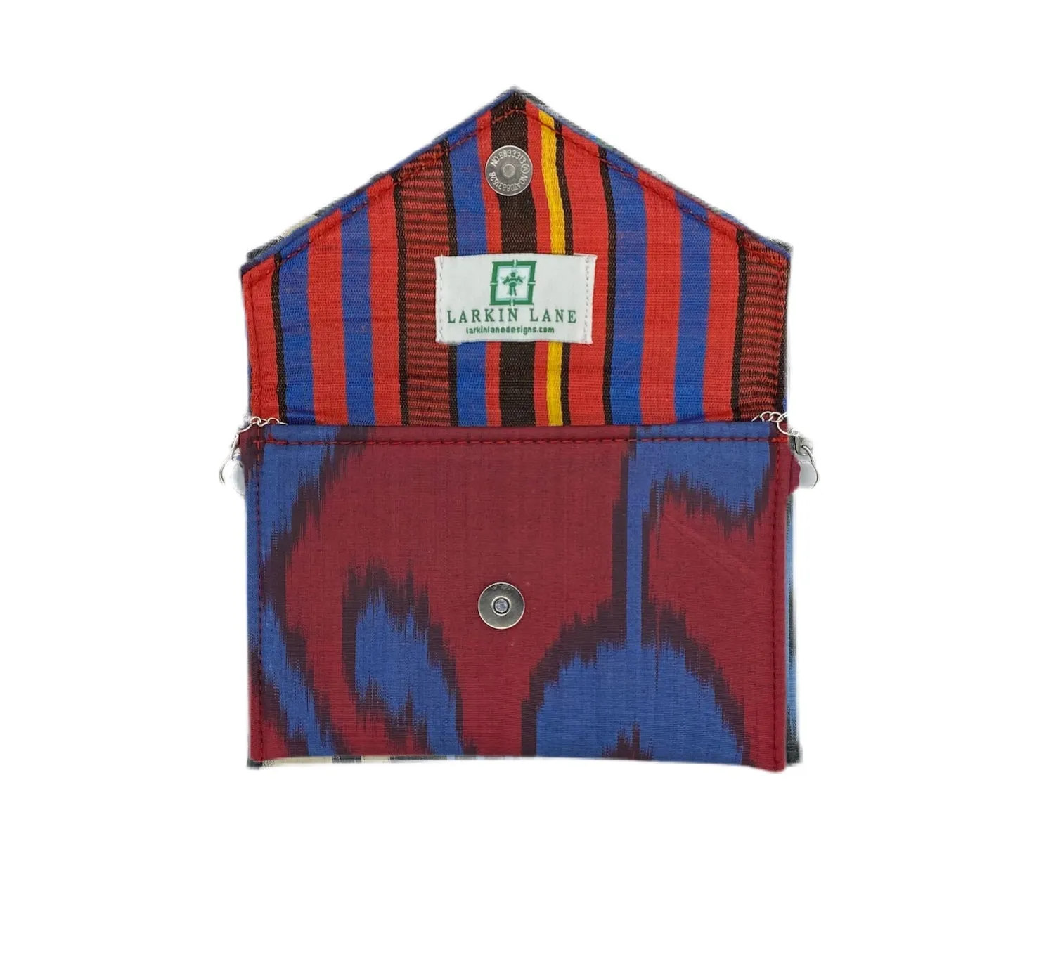 Rowan Silk Ikat Stadium Clutch - Red, Blue
