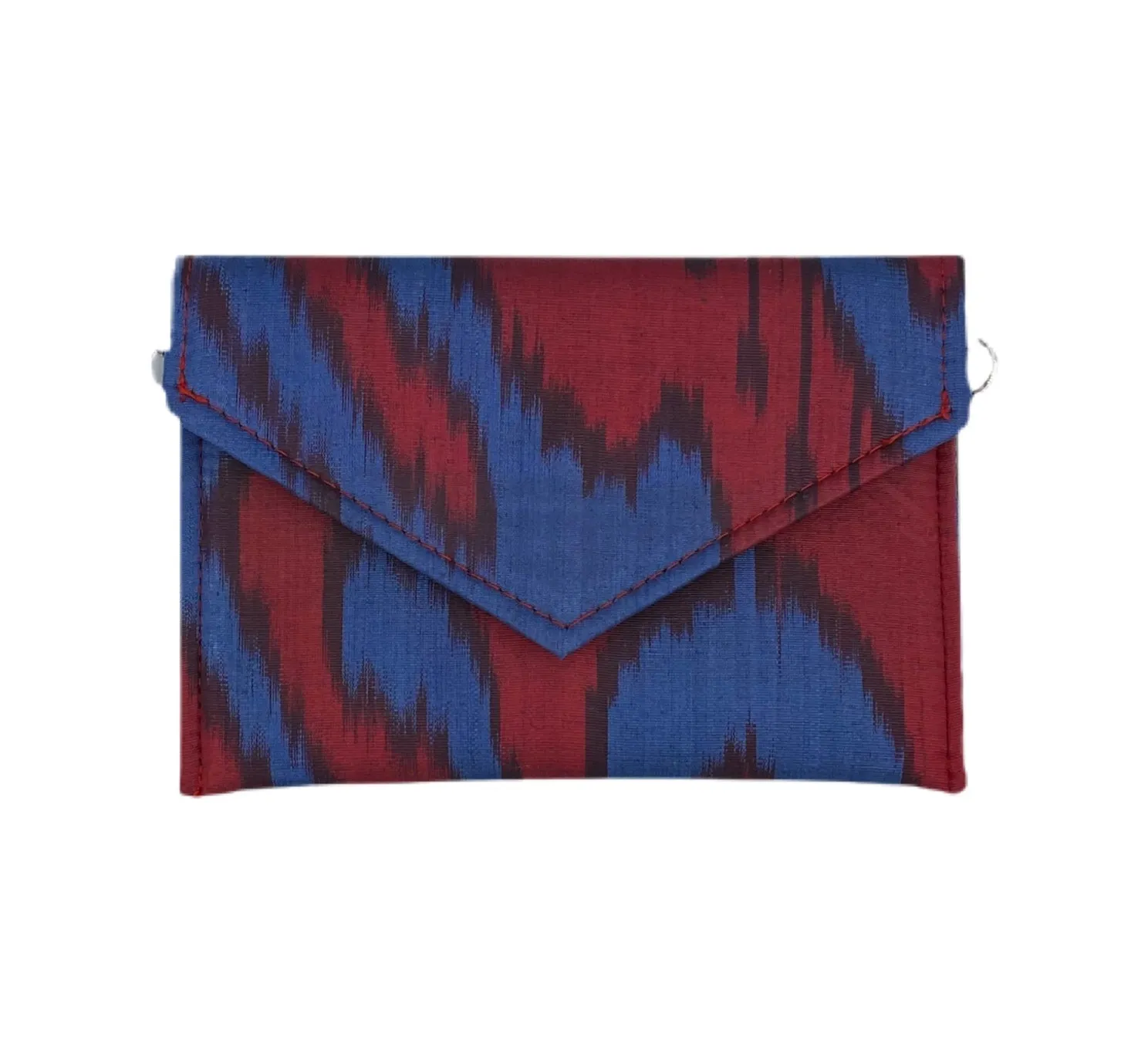 Rowan Silk Ikat Stadium Clutch - Red, Blue