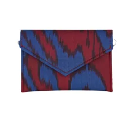 Rowan Silk Ikat Stadium Clutch - Red, Blue