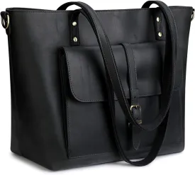 S-ZONE Women Vintage Genuine Leather Tote Bag Large Shoulder Purse Work Handbag
