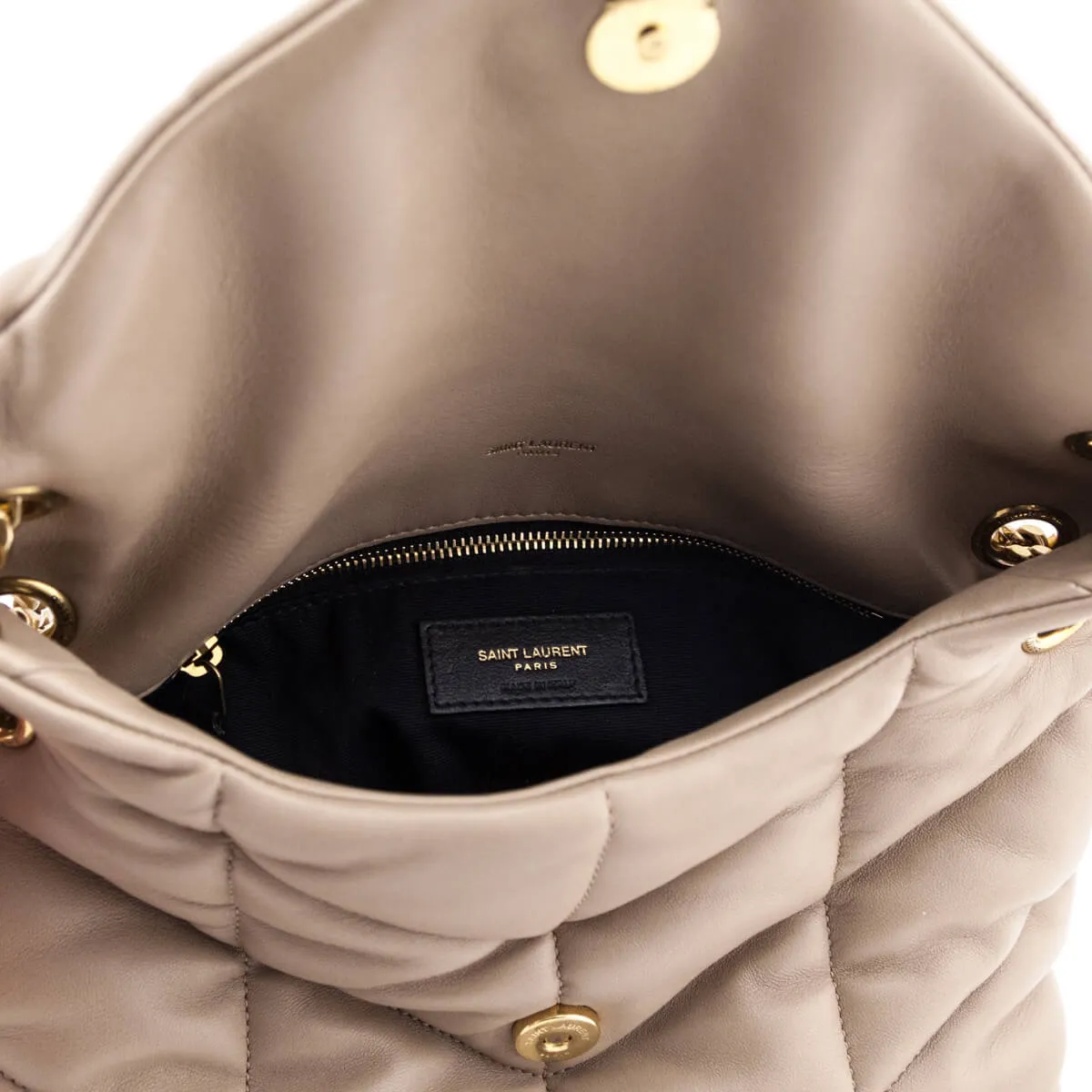 Saint Laurent Beige Lambskin Quilted Small Loulou Puffer Satchel