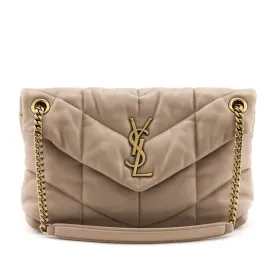 Saint Laurent Beige Lambskin Quilted Small Loulou Puffer Satchel