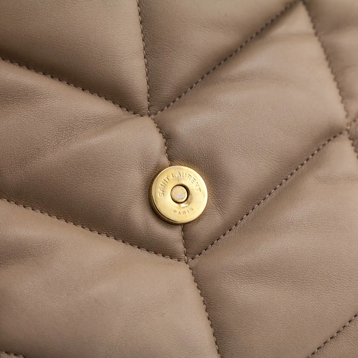 Saint Laurent Beige Lambskin Quilted Small Loulou Puffer Satchel
