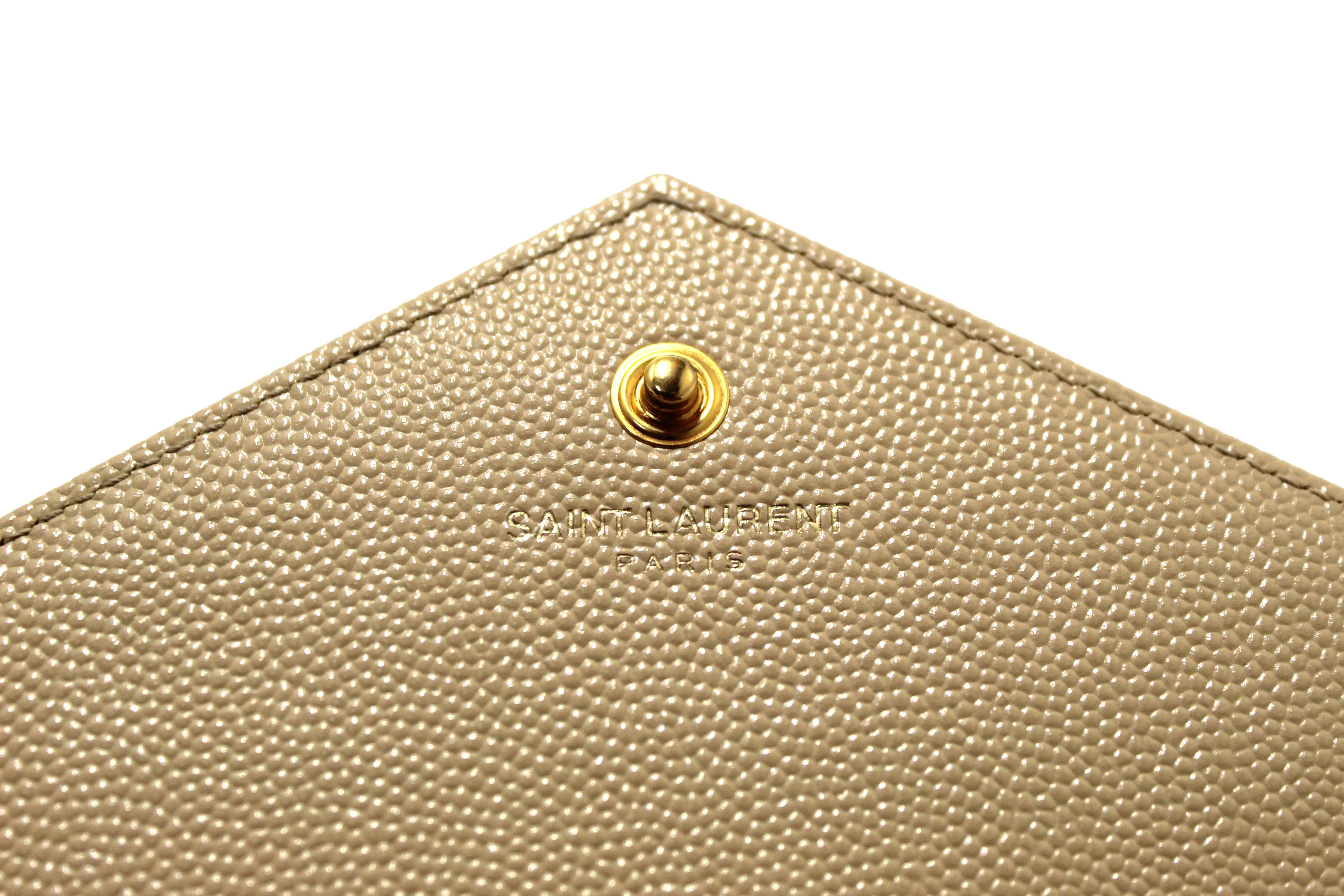 Saint Laurent Beige Matelasse Grain De Poudre Chevron Chain Wallet Crossbody Bag