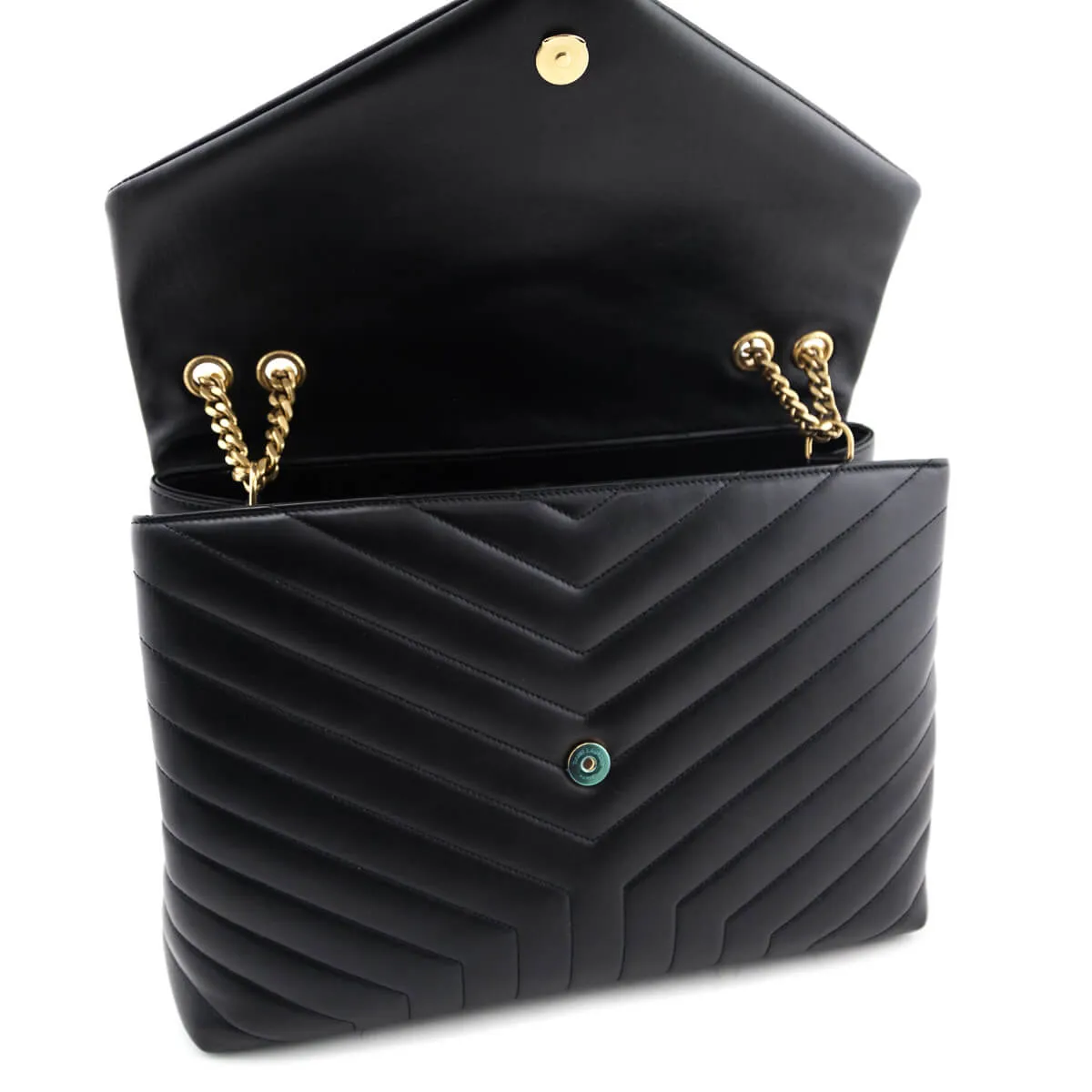 Saint Laurent Black Calfskin Matelasse Large Loulou Monogram Chain Satchel
