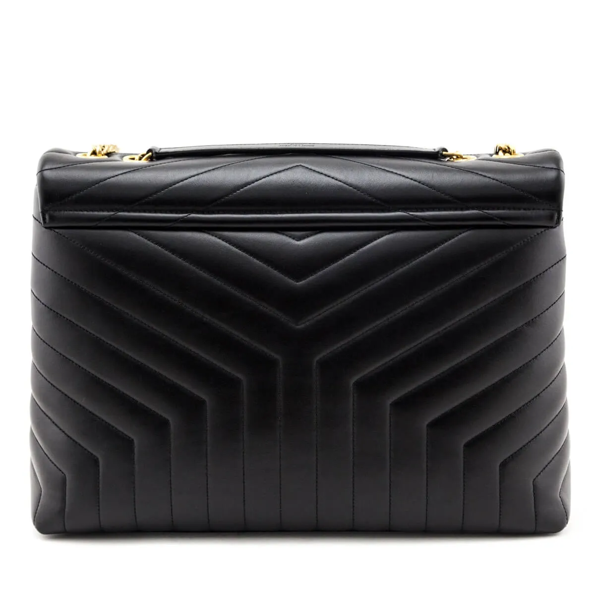 Saint Laurent Black Calfskin Matelasse Large Loulou Monogram Chain Satchel