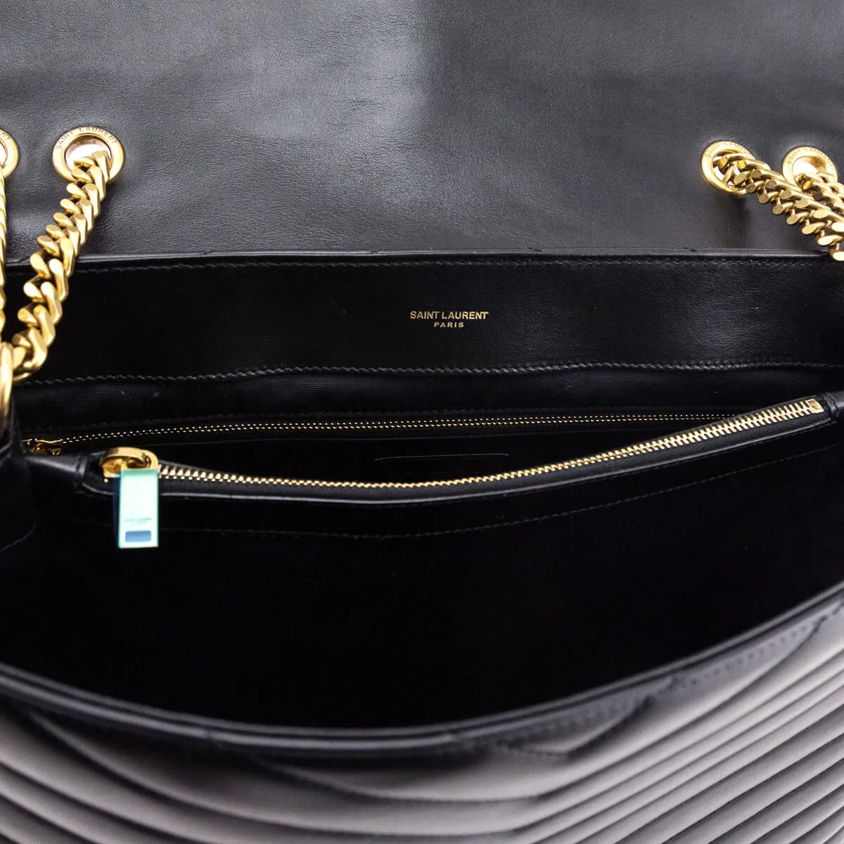 Saint Laurent Black Calfskin Matelasse Large Loulou Monogram Chain Satchel