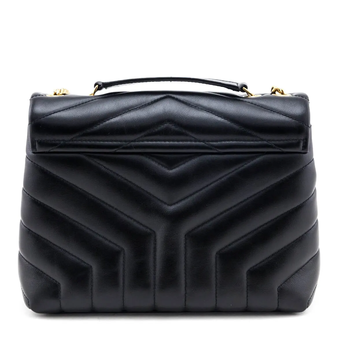 Saint Laurent Black Calfskin Y Quilted Monogram Small Loulou Chain Satchel