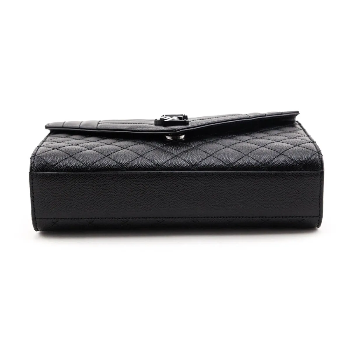 Saint Laurent Black Grain de Poudre Mixed Matelasse Triquilt Medium Monogram Satchel