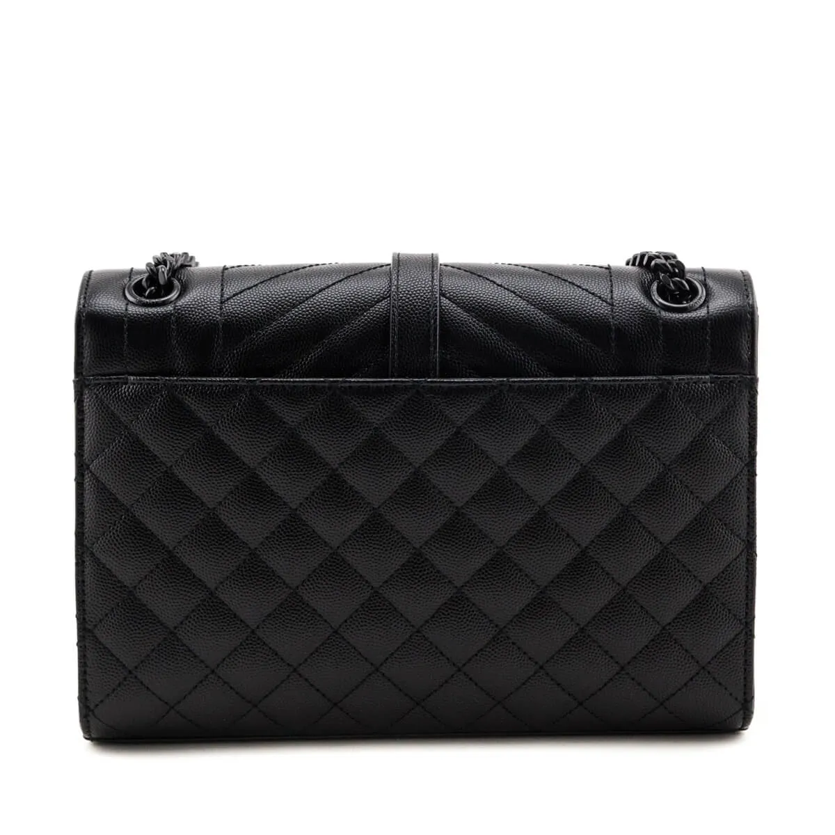 Saint Laurent Black Grain de Poudre Mixed Matelasse Triquilt Medium Monogram Satchel