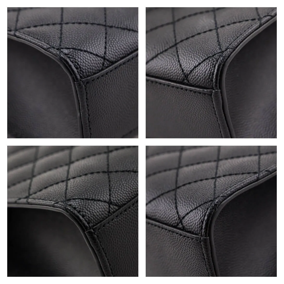 Saint Laurent Black Grain de Poudre Mixed Matelasse Triquilt Medium Monogram Satchel