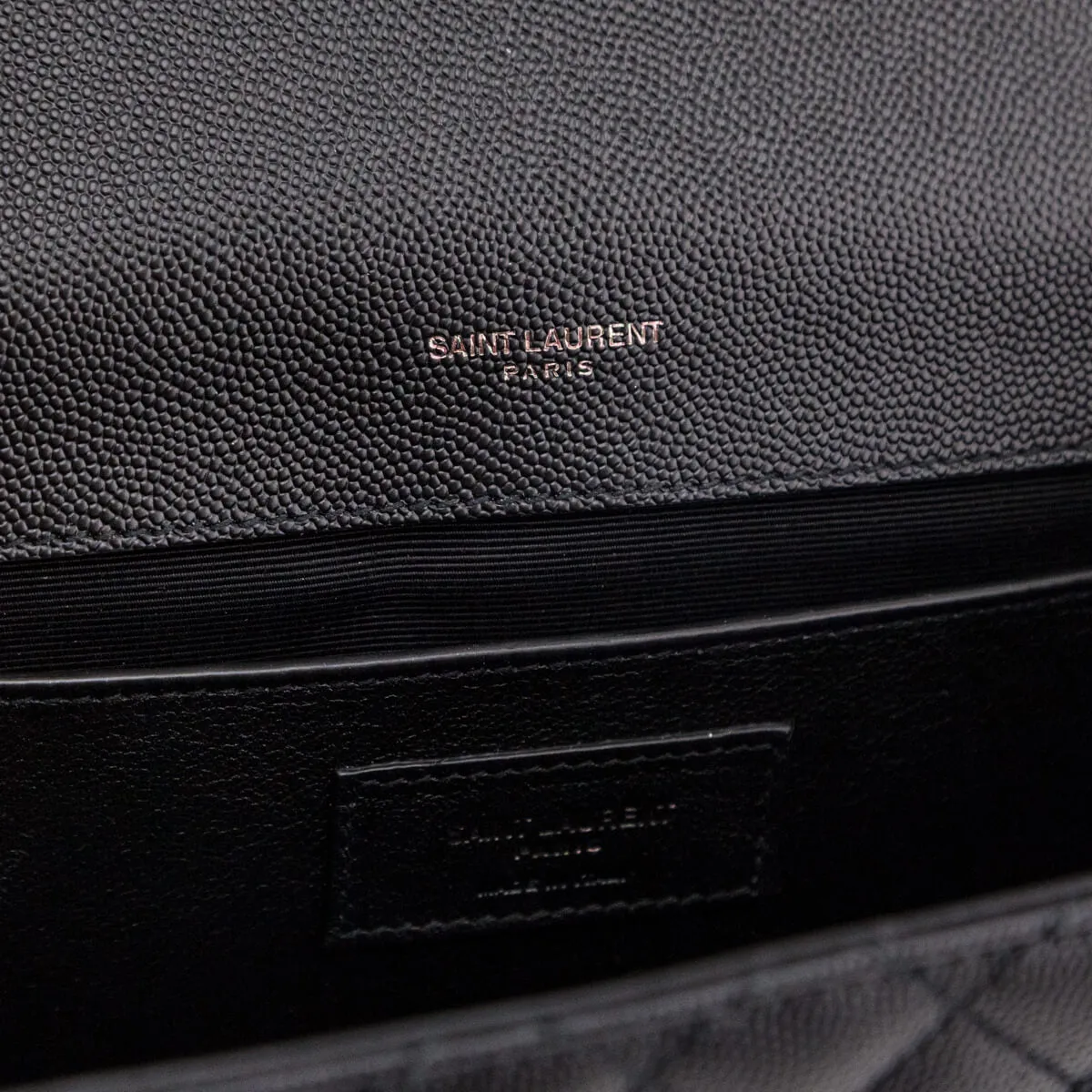 Saint Laurent Black Grain de Poudre Mixed Matelasse Triquilt Medium Monogram Satchel