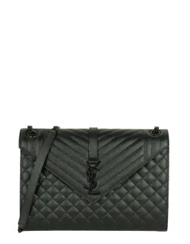 Saint Laurent Black on Black Large Triquilt Monogram Bag