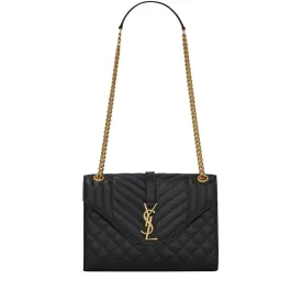 SAINT LAURENT Envelope medium chain bag in supple matelassé leather