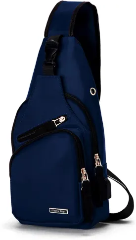 Seoky Rop Men Women Sling Backpack Nylon Water Resistant Shoulder Chest Crossbody Sling Bag with USB Charging Port