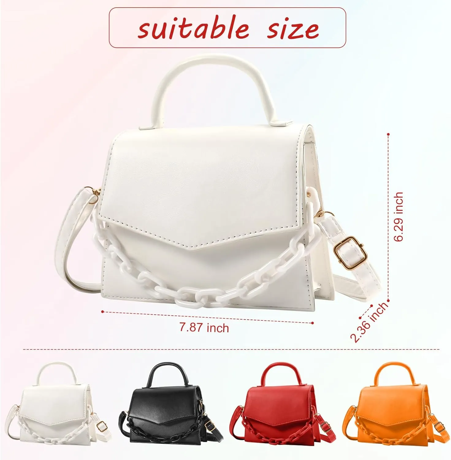 Small Crossbody Bags for Women Girls Trendy Top Handle Satchel Purses with Detachable Acrylic Chain