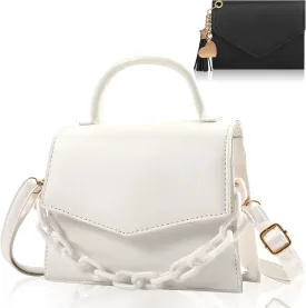 Small Crossbody Bags for Women Girls Trendy Top Handle Satchel Purses with Detachable Acrylic Chain