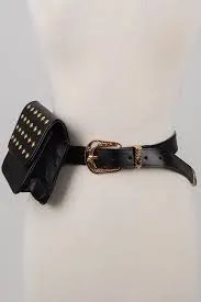 Stella Studded Vegan Leather Fanny Belt Bag (Black)