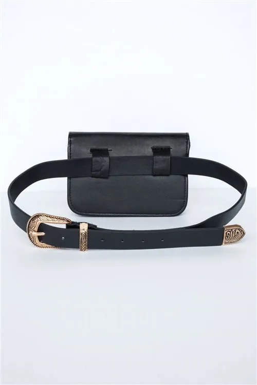 Stella Studded Vegan Leather Fanny Belt Bag (Black)