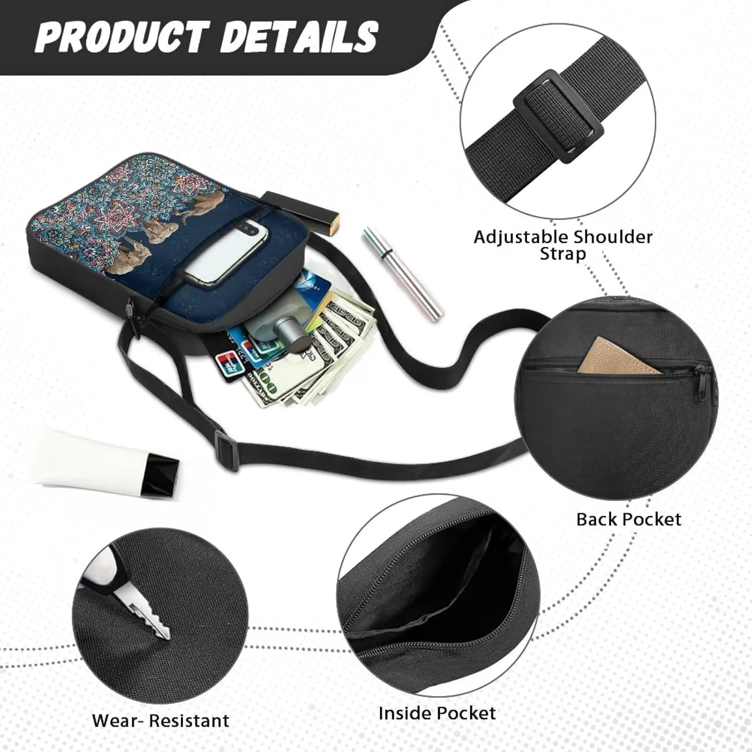 Suobstales Crossbody Bag Sling Purse for Women Men Mini Shoulder Bag Messenger Bag Fanny Back Pack Travel Passport Wallet Bag