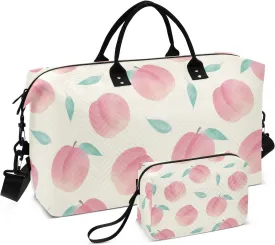 susiyo Travel Duffel Bags Pink Peach Seamless Quilted Gym Bag Weekender Overnight Bags with Small Makeup Pouch